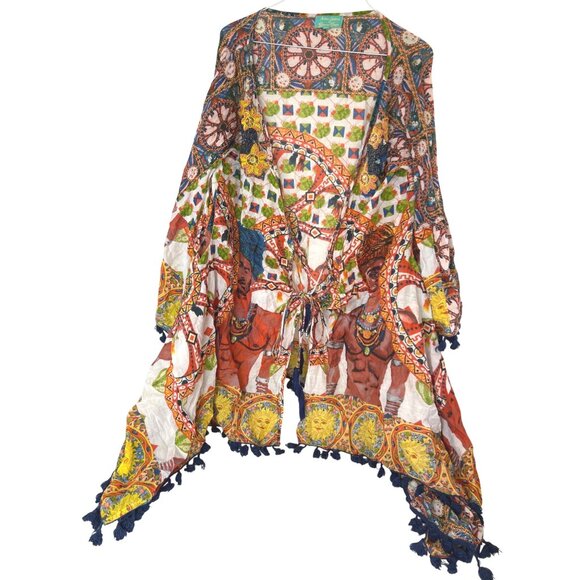 Antica Sartoria Giacomo Cinque Tops - Antica Sartoria Giacomo Cinque open front Art to wear ONE SIZE Poncho Mumu